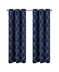 Rt Designer Collection Kimber Embroidered Blackout Luxurious Decorative Grommet Curtain Panel 54 X22 X Navy