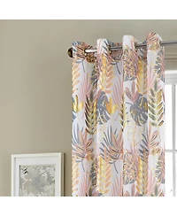 Rt Designer Collection Fern Foil Printed Doily Luxurious Decorative Grommet Curtain Panel 54" x 90" Peach