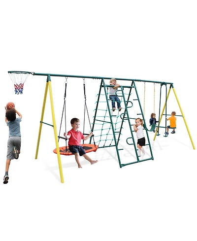 Streamdale Furniture Boys Streamdale Indoor/Outdoor Metal Swing Set with Safety Belt for Backyard