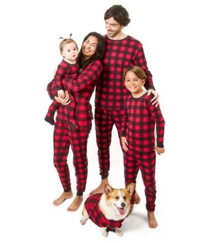 Leveret Cotton Matching Family Christmas Pajamas Buffalo Plaid Buffalo Check Black Red