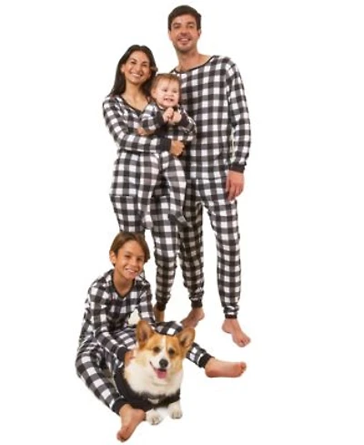 Leveret Matching Family Black White Buffalo Plaid Cotton Pajamas