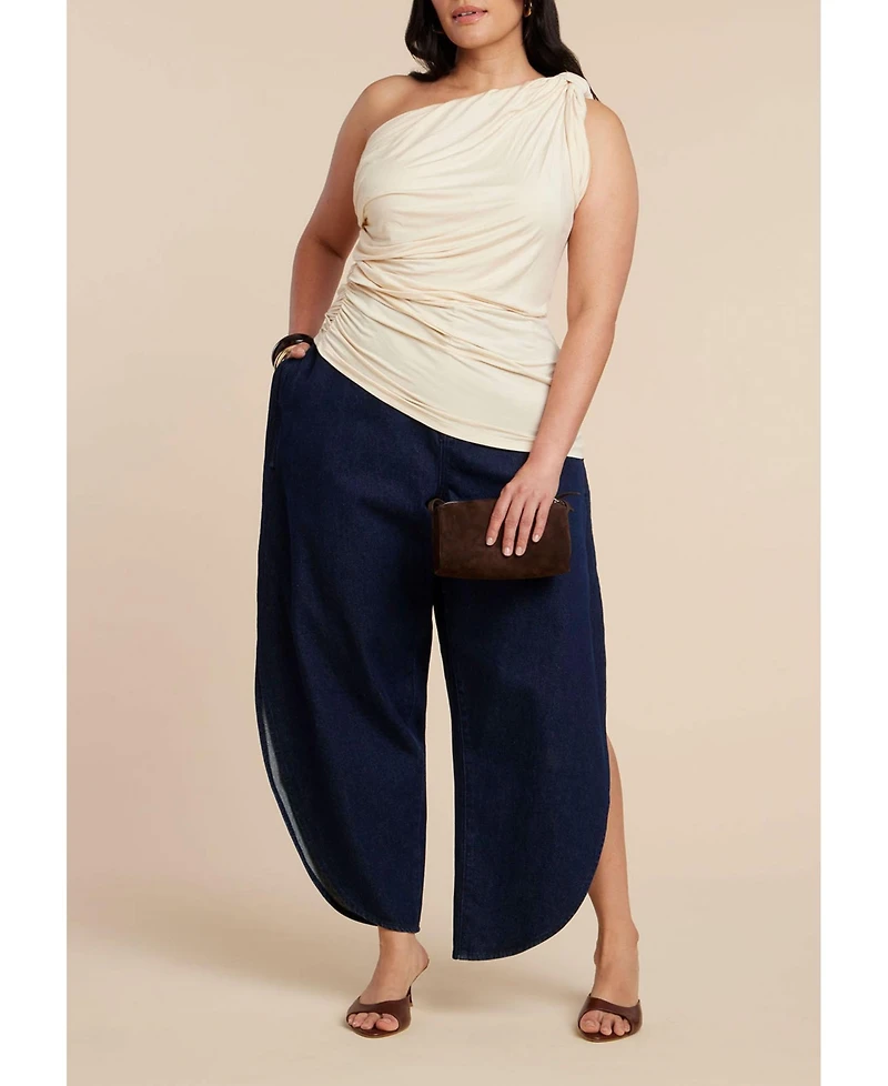 Eloquii Women's Sheer Twist Drape Top