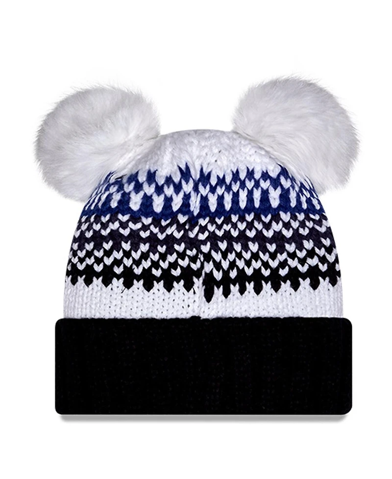 New Era Women's Navy West Virginia Mountaineers Double Pom Print Cuffed Knit Hat