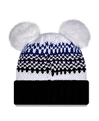 New Era Women's Navy West Virginia Mountaineers Double Pom Print Cuffed Knit Hat