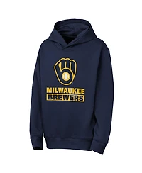 Outerstuff Big Boys and Girls Navy Milwaukee Brewers Back to Basics Hoodie