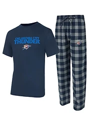 Concepts Sport Men's 2-Piece Navy/Gray Oklahoma City Thunder Avondale T-Shirt and Flannel Pants Set