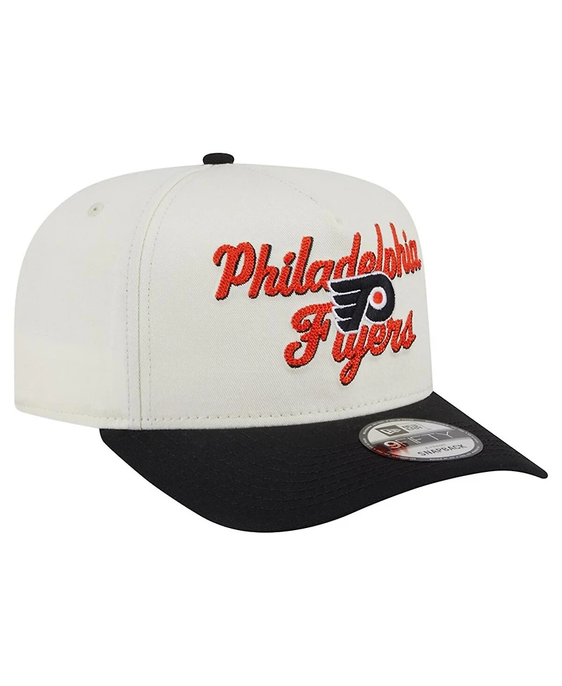 New Era Men's Cream/Black Philadelphia Flyers Chainstitch 9FIFTY A-Frame Snapback Hat