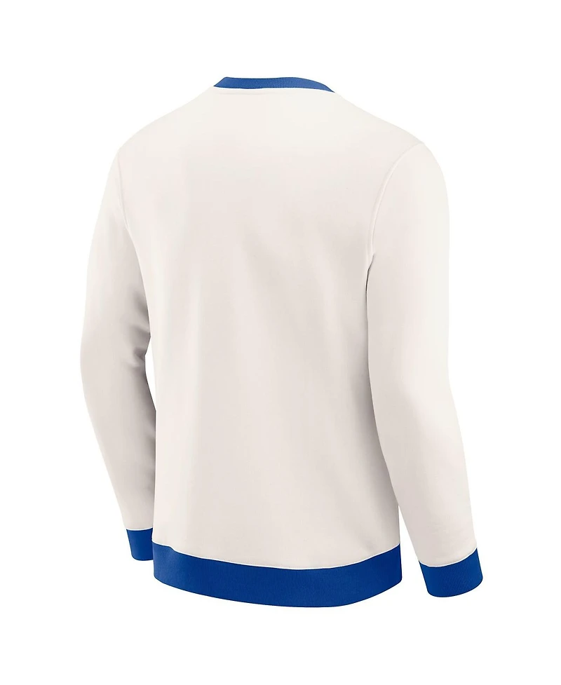 Fanatics Men's Cream Buffalo Bills Color Block Pullover Sweatshirt