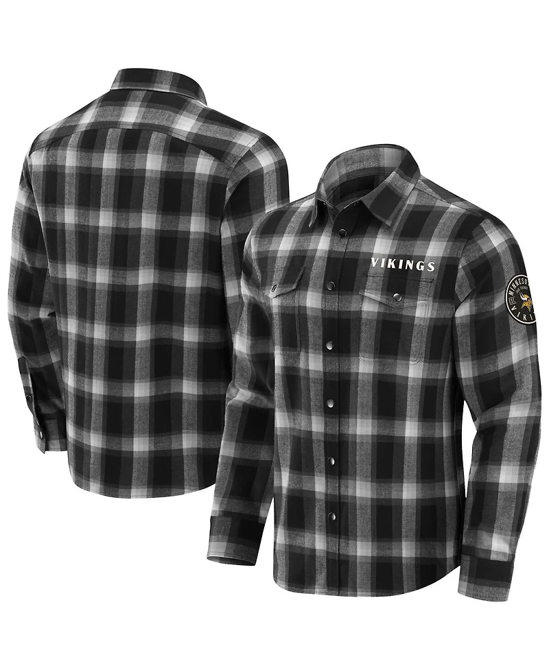 Fanatics Men's Black Houston Texans Flannel Plaid Full-Snap Shirt