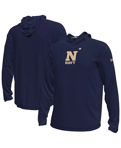 Under Armour Men's Navy Midshipmen Sideline Knockout Long-Sleeve Hooded T-Shirt