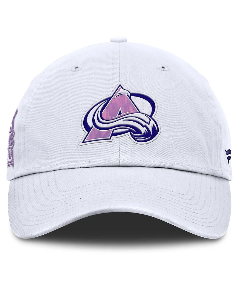 Fanatics Men's White Colorado Avalanche Authentic Pro Hockey Fights Cancer Adjustable Hat