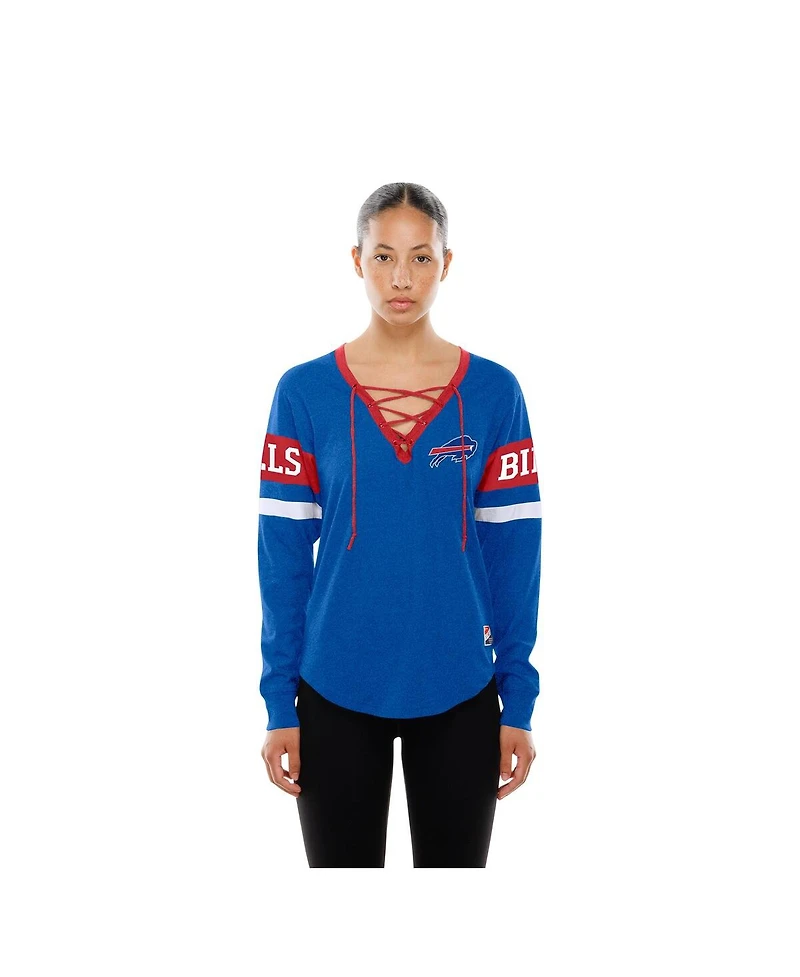 New Era Women's Royal Buffalo Bills Throwback Lace-Up Long-Sleeve T-Shirt