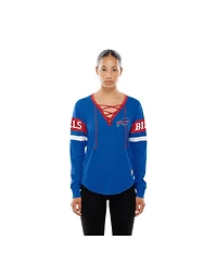 New Era Women's Royal Buffalo Bills Throwback Lace-Up Long-Sleeve T-Shirt