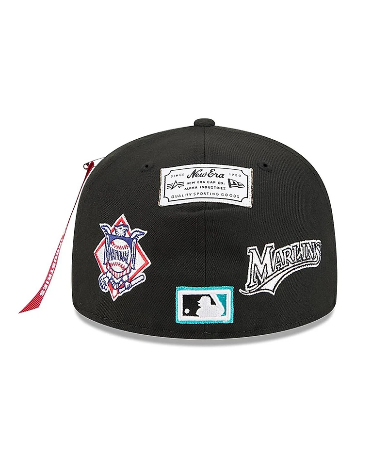 New Era Men's x Alpha Industries Black Florida Marlins 59FIFTY Fitted Hat