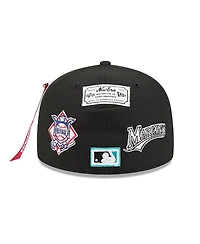 New Era Men's x Alpha Industries Black Florida Marlins 59FIFTY Fitted Hat