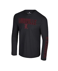 Colosseum Men's Black Louisville Cardinals Color Pop Active Blend 2-Hit Long Sleeve T-Shirt