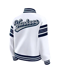 Wear by Erin Andrews Women's White New York Yankees Full-Snap Fleece Sweatshirt Jacket