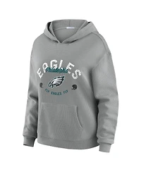 Wear by Erin Andrews Women's 2-Piece Gray Philadelphia Eagles Waffle-Knit Long Sleeve Hooded Shirt and Pants Lounge Set