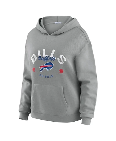 Wear by Erin Andrews Women's 2-Piece Gray Buffalo Bills Waffle-Knit Long Sleeve Hooded Shirt and Pants Lounge Set