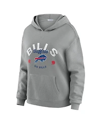 Wear by Erin Andrews Women's 2-Piece Gray Buffalo Bills Waffle-Knit Long Sleeve Hooded Shirt and Pants Lounge Set