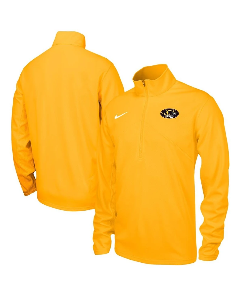 Nike Men's Gold Missouri Tigers Rush Dri-fit Quarter-Zip Long Sleeve Sweatshirt