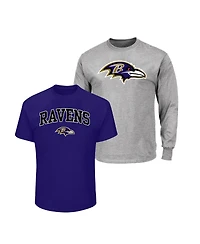 Fanatics Men's Purple/Heather Gray Baltimore Ravens Big & Tall 2-Pack T-Shirt Set