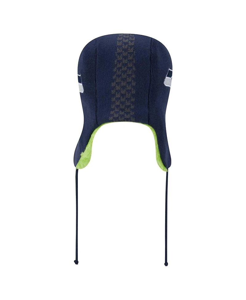 New Era Men's College Navy Seattle Seahawks Helmet Head Trapper Knit Hat