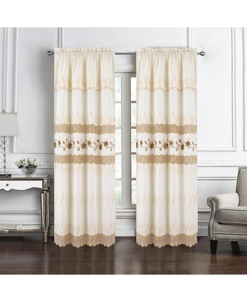 Rt Designer Collection Antonia Macrame Luxurious Decorative Rod Pocket Curtain Panel