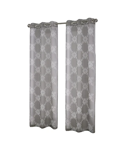 Rt Designer Collection Sheryl 2 Pack Embroidered Dorly Luxurious Decorative Grommet Curtain Panel 36" x 96" Grey