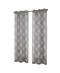 Rt Designer Collection Sheryl 2 Pack Embroidered Dorly Luxurious Decorative Grommet Curtain Panel 36" x 96" Grey