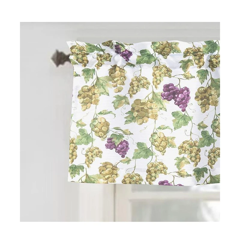 Rt Designer's Collection Tribeca Grapes Printed Slub 3 Pieces Kitchen Curtain