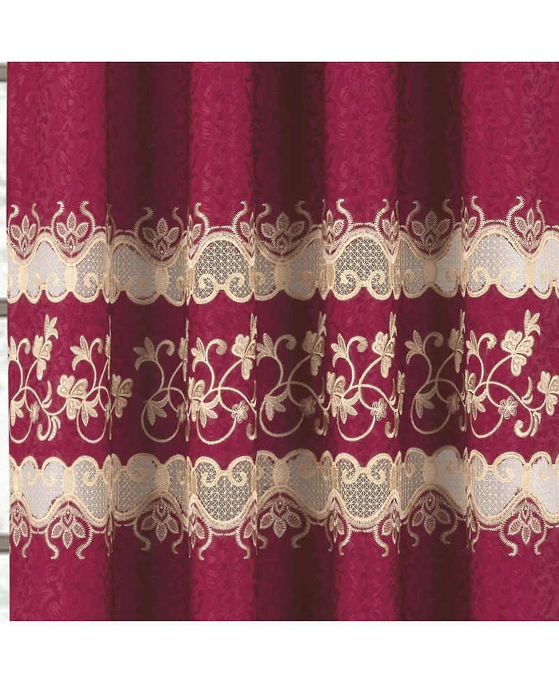 Rt Designer Collection Alice Macrame Luxurious Decorative Rod Pocket Curtain Panel 54" x 84" Burg