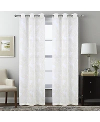 Rt Designers Collection Faye Grommet Metallic Sheer Printed Doily Curtain Panel 54" x 95" Taupe