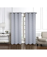Rt Designer Collection Gable Embroidered Blackout Luxurious Decorative Grommet Curtain Panel 54" x 84" Silver