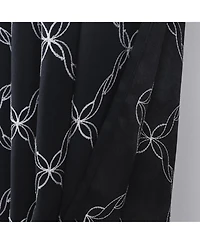 Rt Designer Collection Gable Embroidered Blackout Luxurious Decorative Grommet Curtain Panel 54" x 95" Black