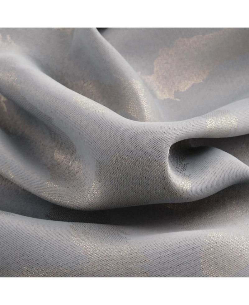 Rt Designer Collection Heathrow Halo Foil Blackout Luxurious Decorative Grommet Curtain Panel 54" x 90" Silver