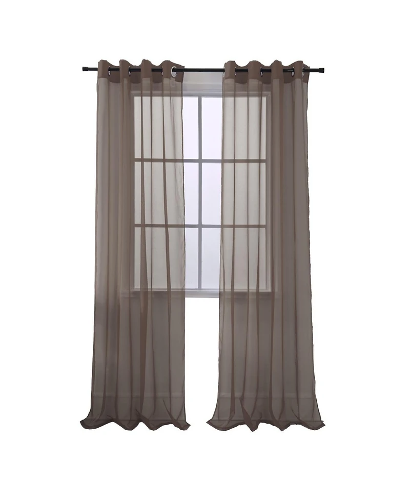 Rt Designers Collection Cara Grommet Curtain Panel for Windows 54" x 84" Chocolate