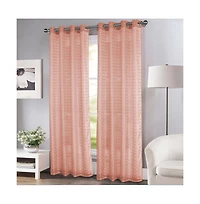 Rt Designers Collection Wanda Box Voile Light Filtering One Grommet Curtain Panel 54" x 90" Blush