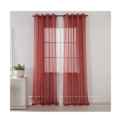 Rt Designers Collection Ramallah Lonnie Grommet Curtain Panel - 54x90", Red
