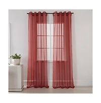 Rt Designers Collection Ramallah Lonnie Grommet Curtain Panel - 54x90", Red