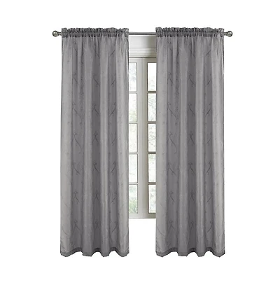 Rt Designers Collection Pearl Emb Metallic Doily Rod Pocket Room Darkening Window Curtain Panel for Bedroom 54" x 84" Charcoal