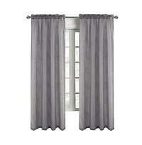 Rt Designers Collection Pearl Emb Metallic Doily Rod Pocket Room Darkening Window Curtain Panel for Bedroom 54" x 84" Charcoal