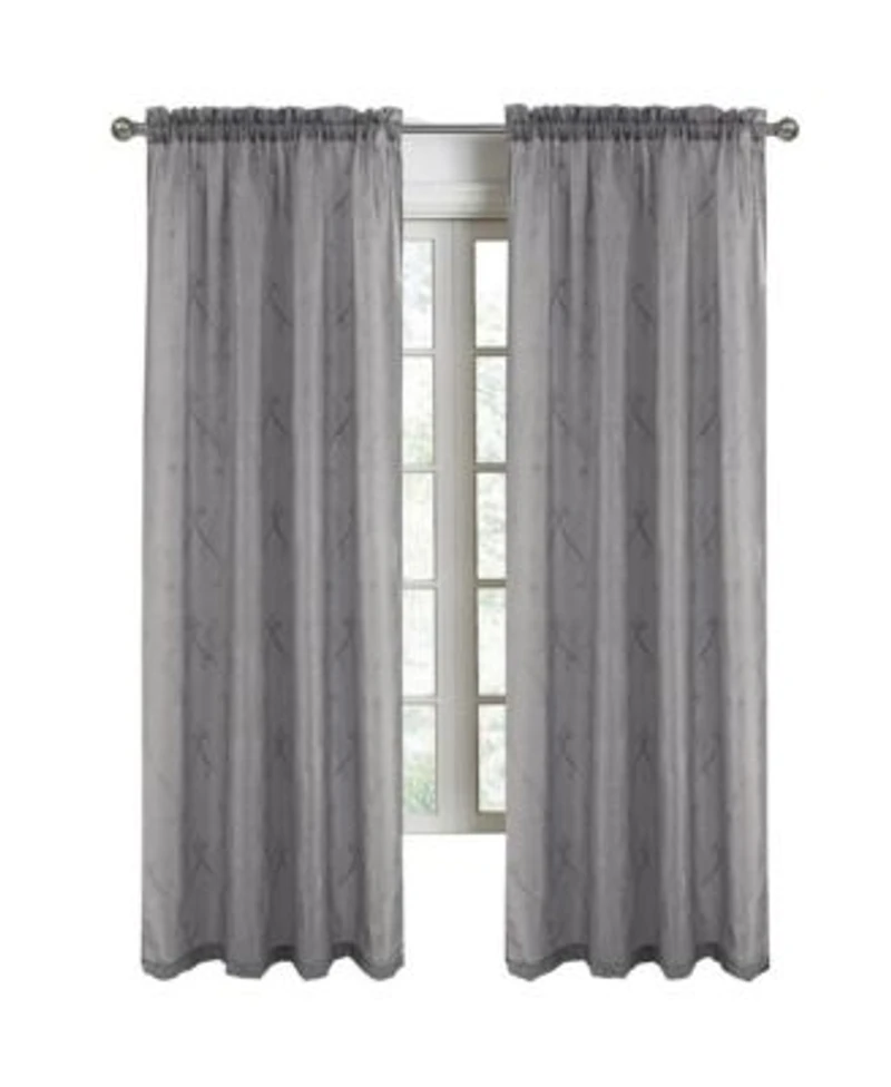 Rt Designers Collection Pearl Emb Metallic Doily Rod Pocket Room Darkening Window Curtain Panel For Bedroom 54 X22 X 84 X22 Charcoal