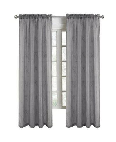 Rt Designers Collection Pearl Emb Metallic Doily Rod Pocket Room Darkening Window Curtain Panel For Bedroom 54 X22 X 84 X22 Charcoal