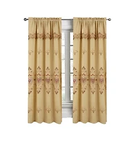 Rt Designers Collection Bonnie Macrame Rod Pocket Room Darkening Curtain Panels for Living Room 52" x 84" Gold