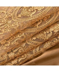 Rt Designers Collection Daisy Embroidery Grommet Curtain Panel With Attached Valance 54" x 84" Gold/Gold