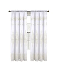 Rt Designers Collection Daisy Embroidery Grommet Curtain Panel With Attached Valance 54" x 84" White