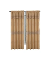 Rt Designers Collection Debbie Macrame Construction 3" Rod Pocket Curtain Panel 54" x 90" Gold/Gold