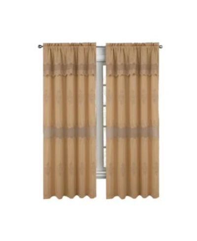 Rt Designers Collection Debbie Macrame Construction 3 X22 Rod Pocket Curtain Panel 54 X22 X 90 X22 Gold Gold
