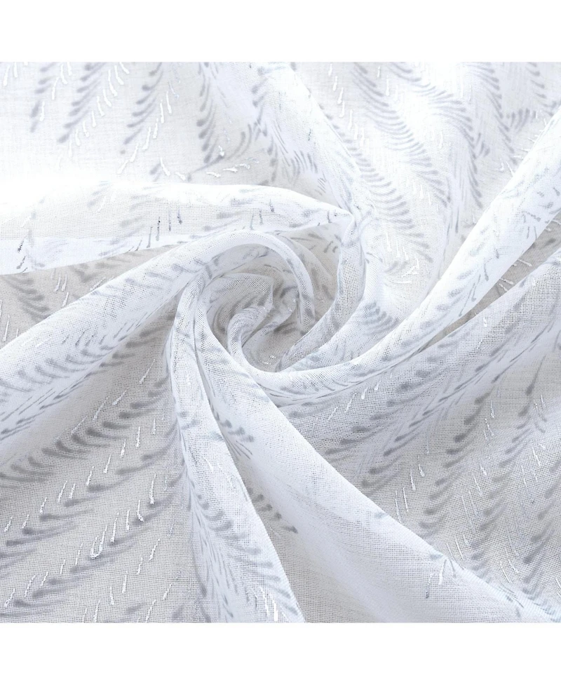 Rt Designers Collection Faye Grommet Metallic Sheer Printed Doily Curtain Panel